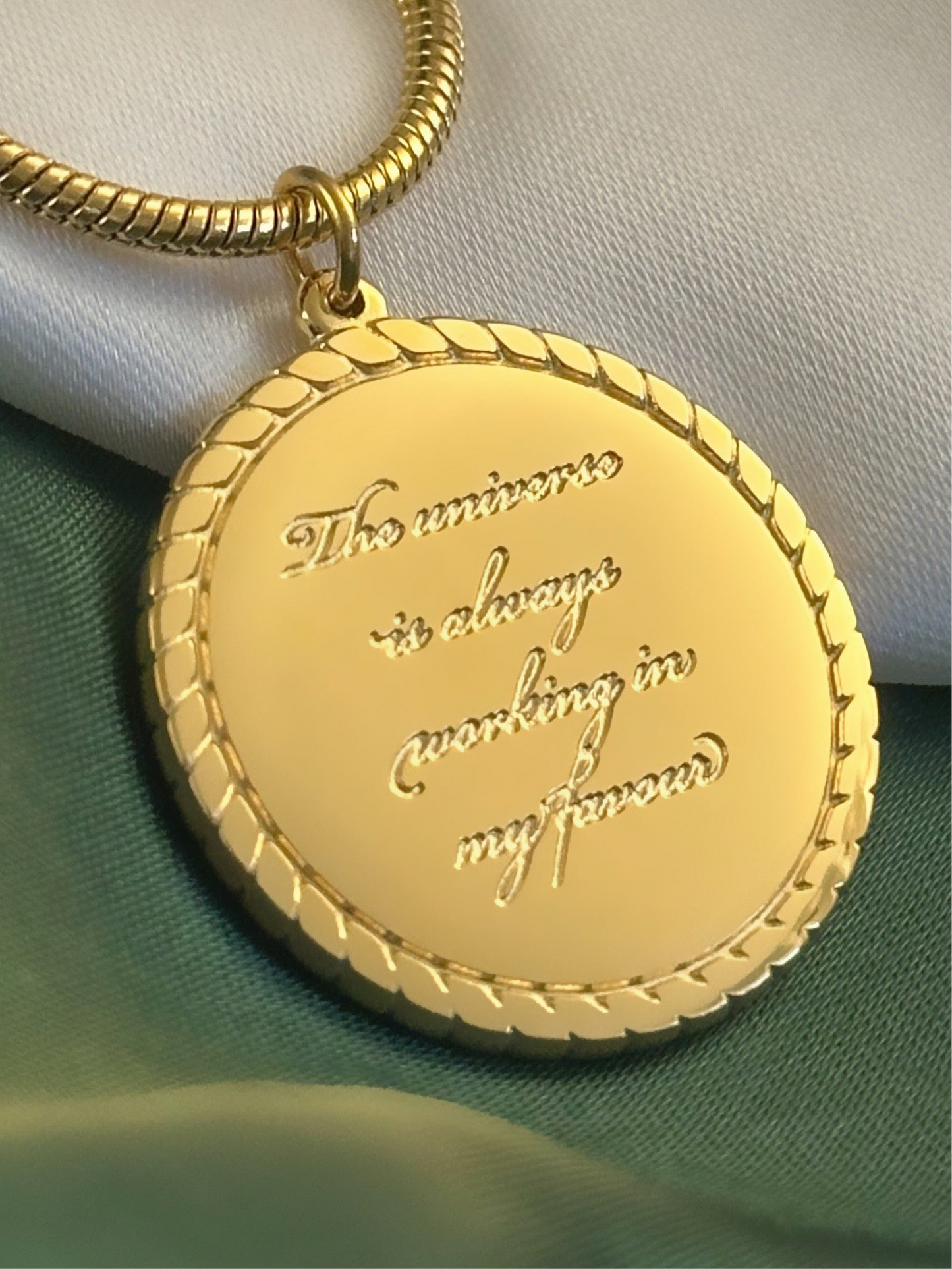 Positive manifestation 18k gold necklace