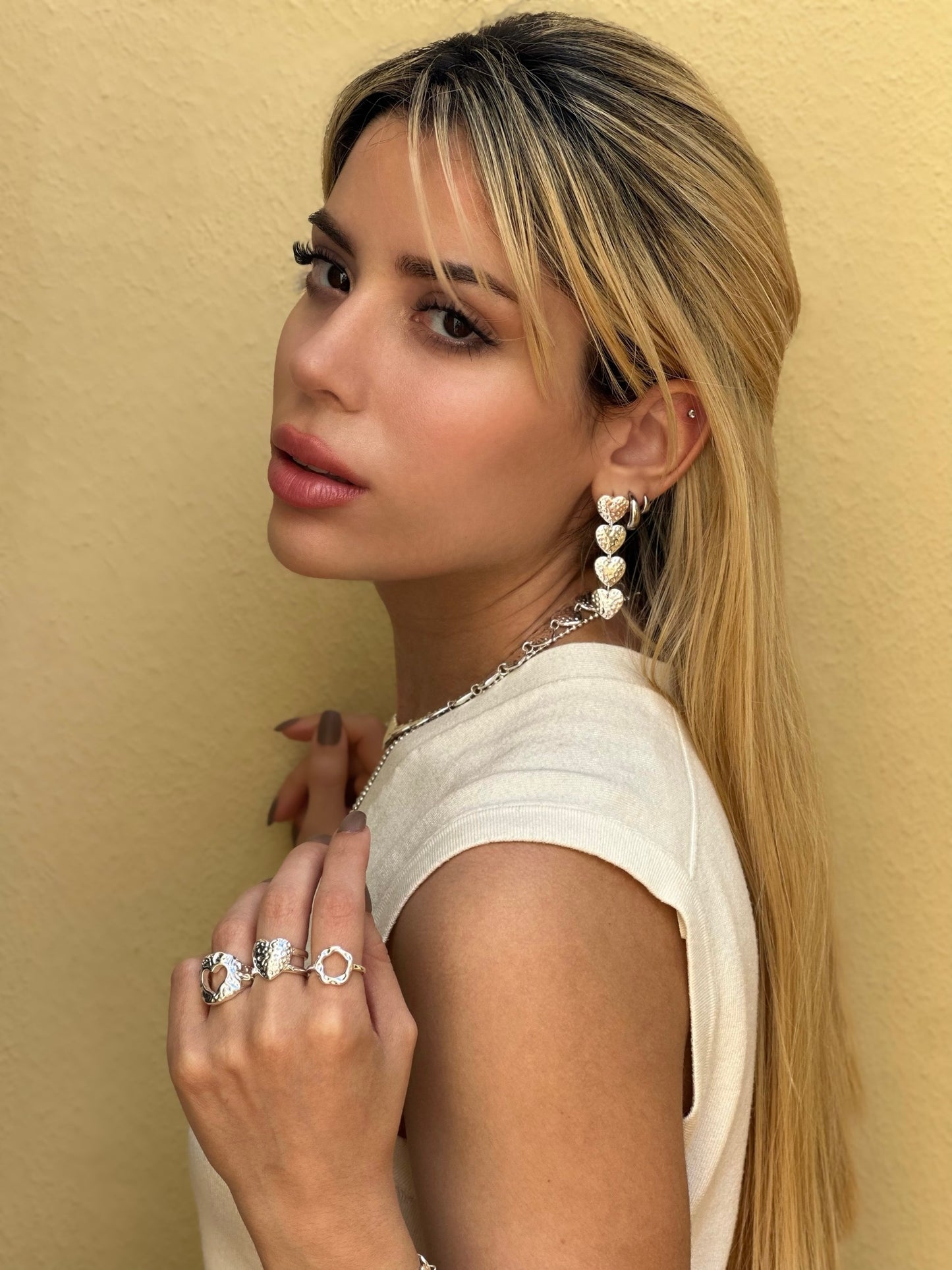 4 irregular hearts earrings strawberry hearts collection 925 sterling silver