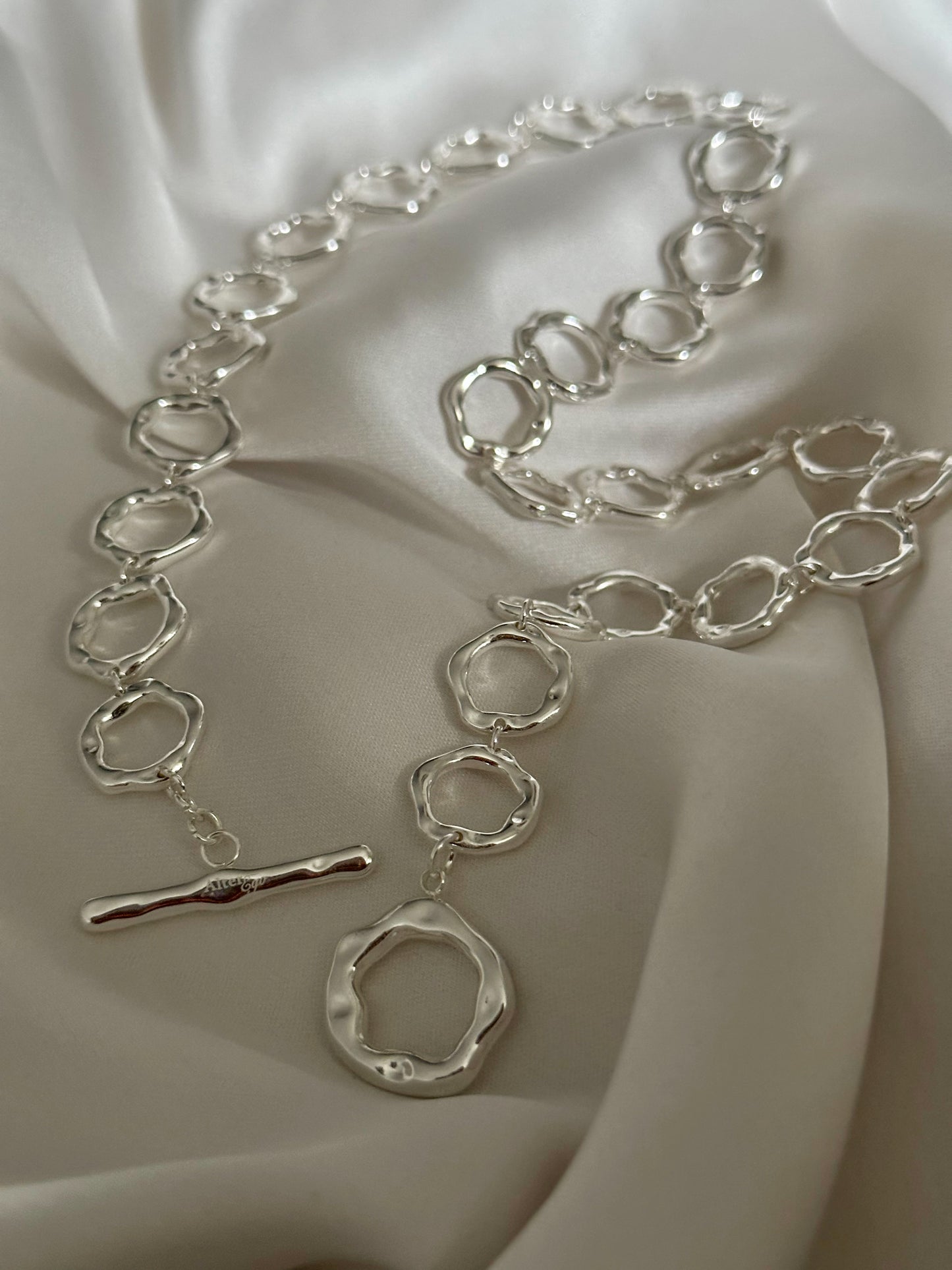 Irregular circles halo necklace 925 sterling silver alterego chunky jewelry