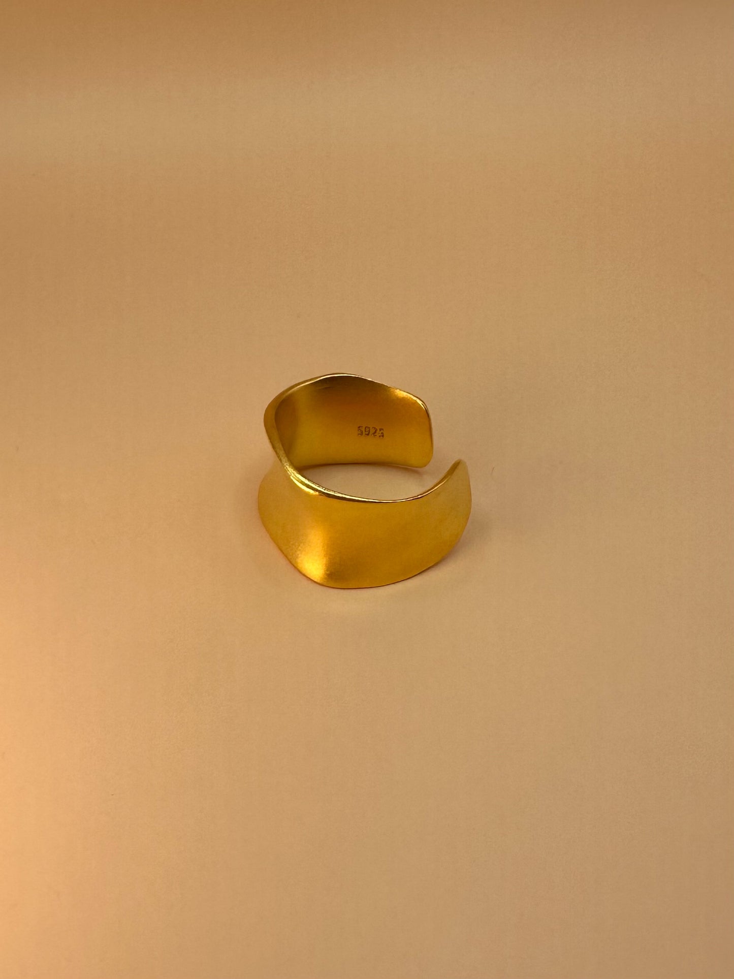 Chunky Adjustable AlterEgo Ring, 925 Sterling Silver, 18K Gold, Side View. minimalist ring