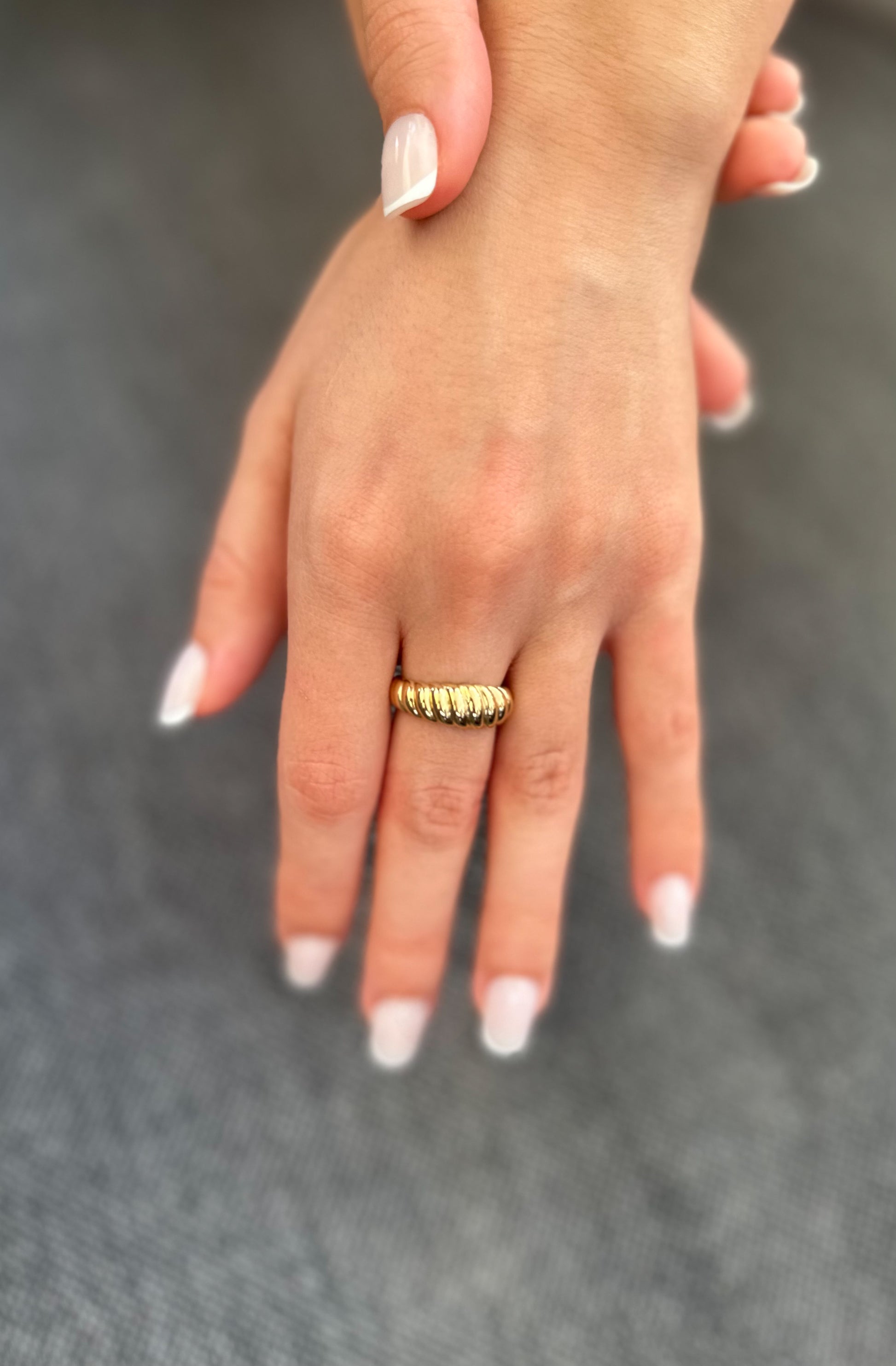 Chunky Adjustable AlterEgo Ring, 925 Sterling Silver, 18K Gold Vermeil, Front View
